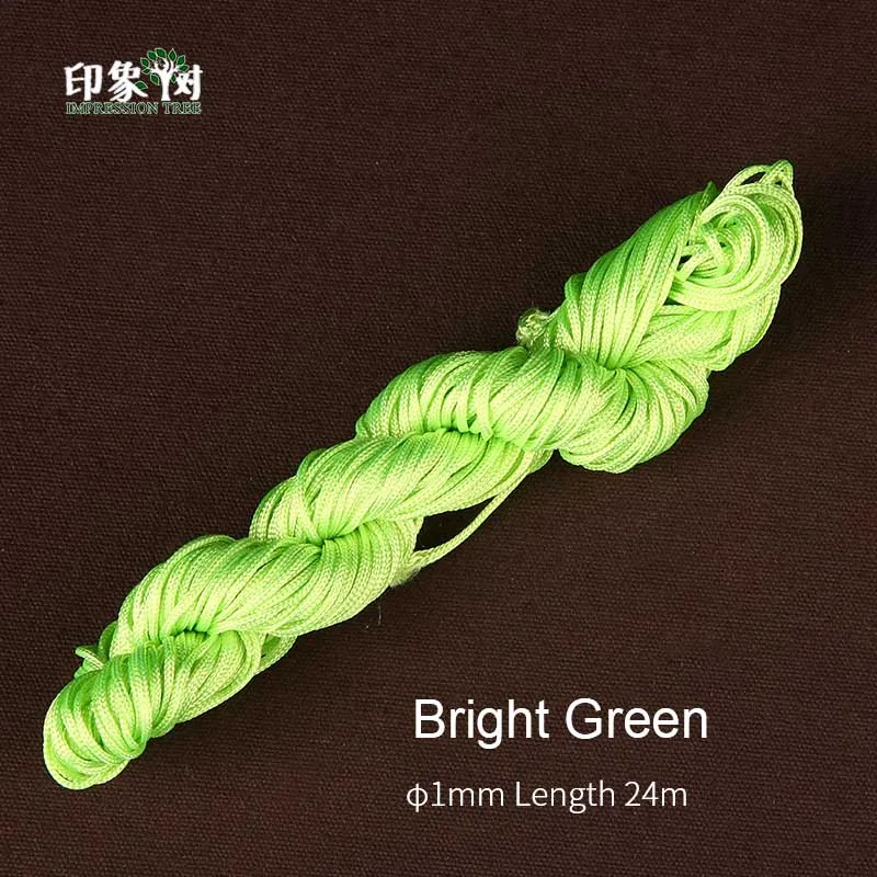 Bright Green 1 шт. длина 24 м* 1 мм Разноцветные нейлоновые веревки для макраме DIY кисточка браслет для бисероплетения китайские узлы нить для изготовления ювелирных изделий 404 - Цвет: Bright Green