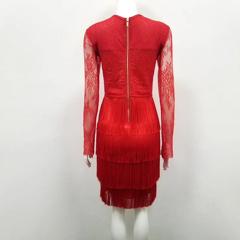 2019 Мини-платье сексуальное платье знаменитостей с открытой спиной и кисточками