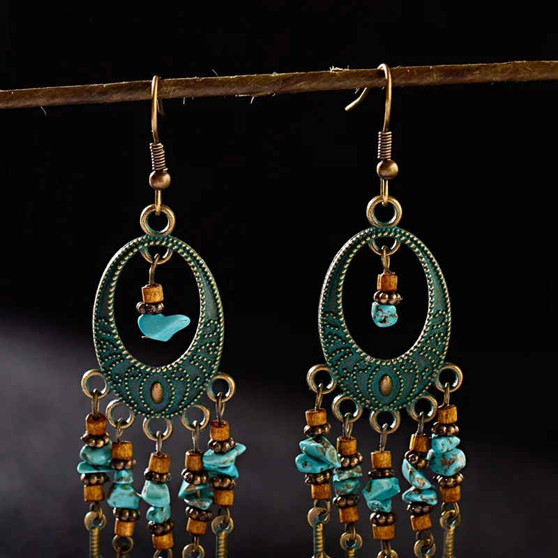Винтажные цыганские индийские серьги Jhumka в форме листа для женщин бусины из