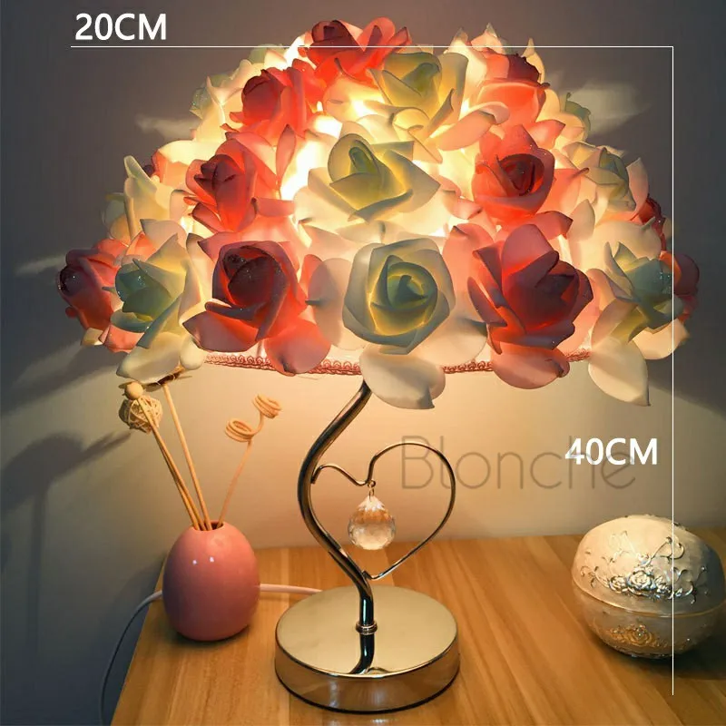 Настольная лампа в европейском стиле с розами прикроватный ночной Светильник