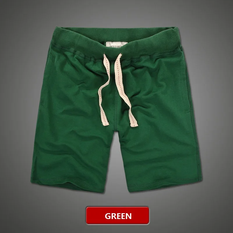 green shorts Новинка, летние однотонные мужские шорты из мягкого и удобного хлопка, размеры от s до 3XL - Цвет: green shorts