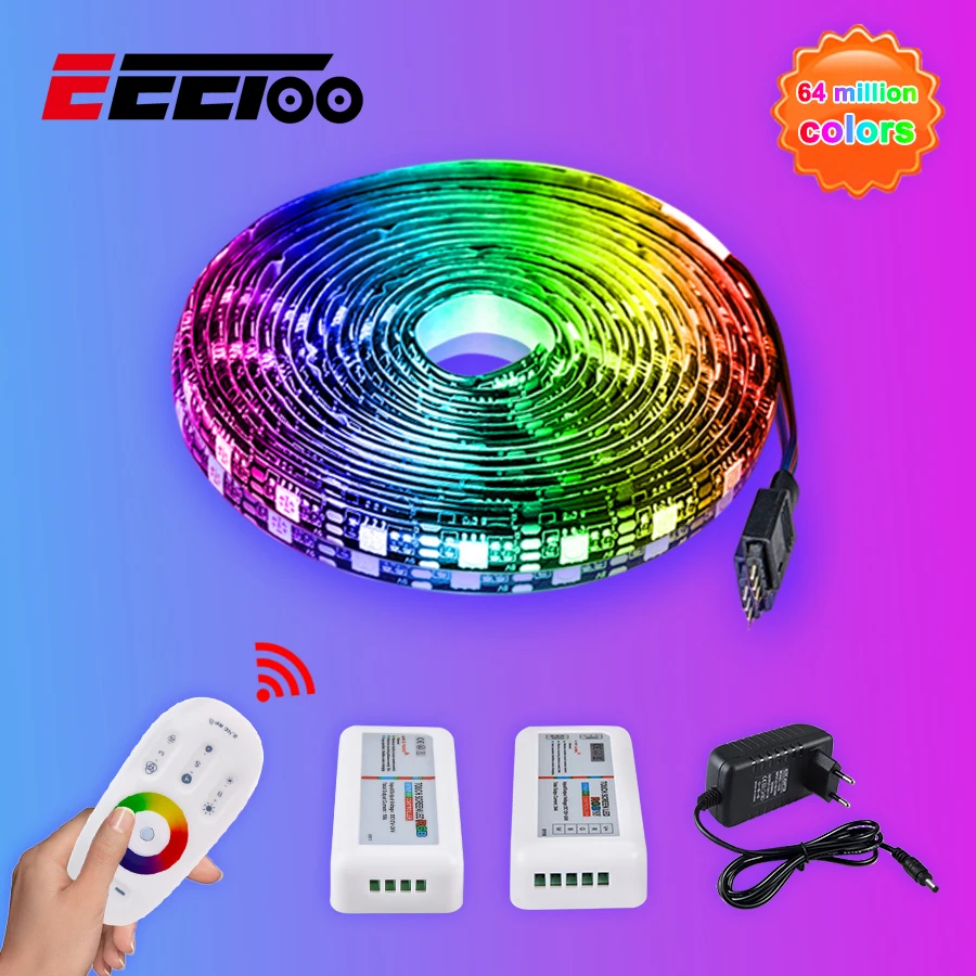 Светодиодная лента EeeToo RGB 5050 RGBW/ RGBWW IP65 гибкая 12 В с ИК пультом дистанционного