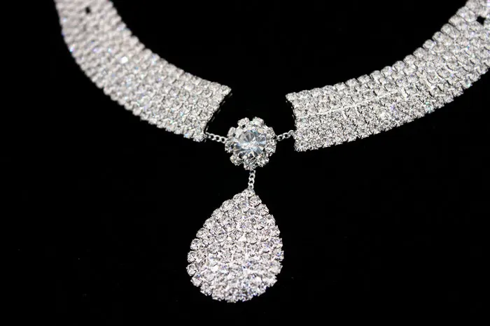 Набор свадебных украшений с австрийским кристаллом эффектные ожерелья и Сережки