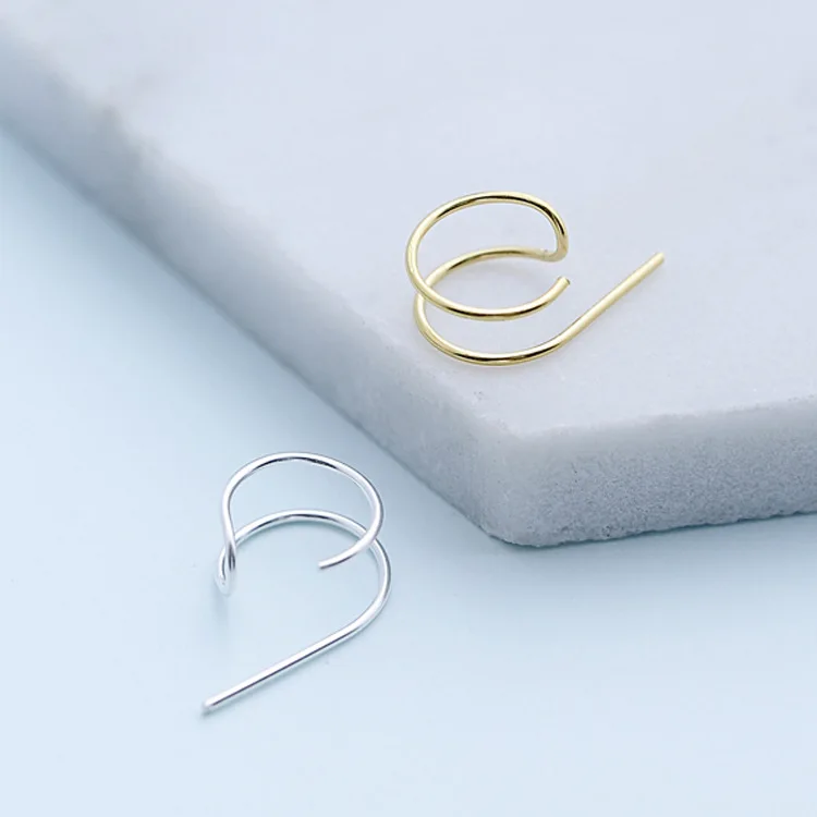 Женские серьги в минималистичном стиле простые двойные из стерлингового серебра