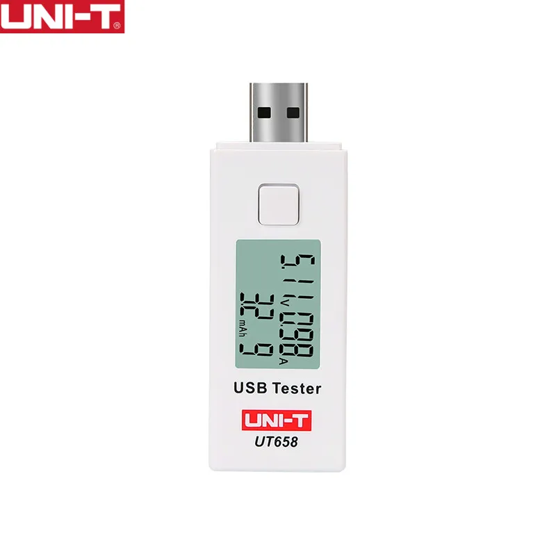 

USB-тестеры напряжения UT658, UNI-T, Цифровые тестеры тока, U-диск, диаметр Вольтметр для зарядного устройства, емкость макс. 9 В, подсветка для хране...