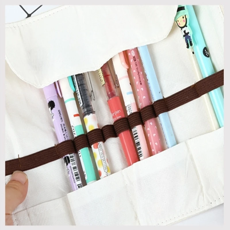 10 шт./лот пенал из парусины в рулоне для девочек школьный Футляр Чехол карандашей