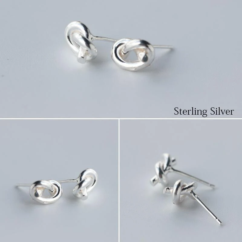 SRCOI минималистичные серьги гвоздики из стерлингового серебра 925 пробы с витым
