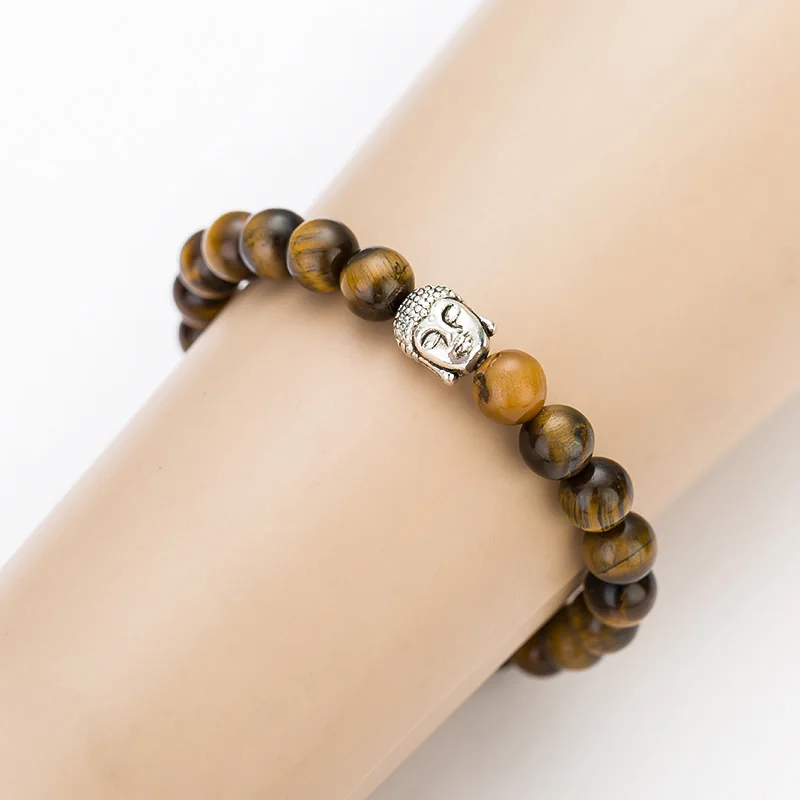 Модные Натуральный Камень Strand Медитация Будды Браслеты бисером турмалин браслет