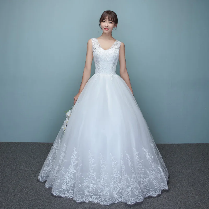 Fansmile Vestidos de Noivas платье с жемчужинами свадебное платье плюс размер белые принцесса подвенечные Свадебные платья FSM-648F