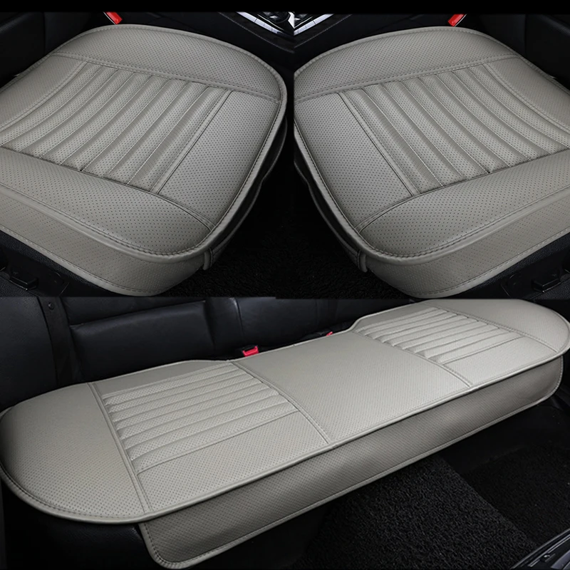 3pcs Gray Чехлы для сидений автомобиля из искусственной кожи, подушка для автомобильного стула, четыре сезона, чехлы для сидений автомобиля, универсальные коврики, защитные автомобильные аксессуары - Название цвета: 3pcs Gray