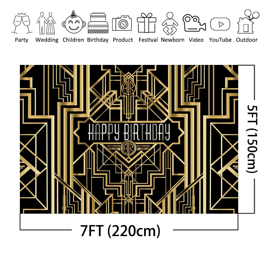Фон MEHOFOTO на день рождения для большой Гэтсби тема черная золовечерние ринка