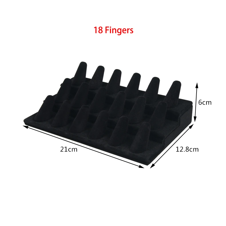 Black Velvet Cone Finger Ring Display Storage Carrying Rings Stand Rack Holder Jewelry Display Show Case Shelf