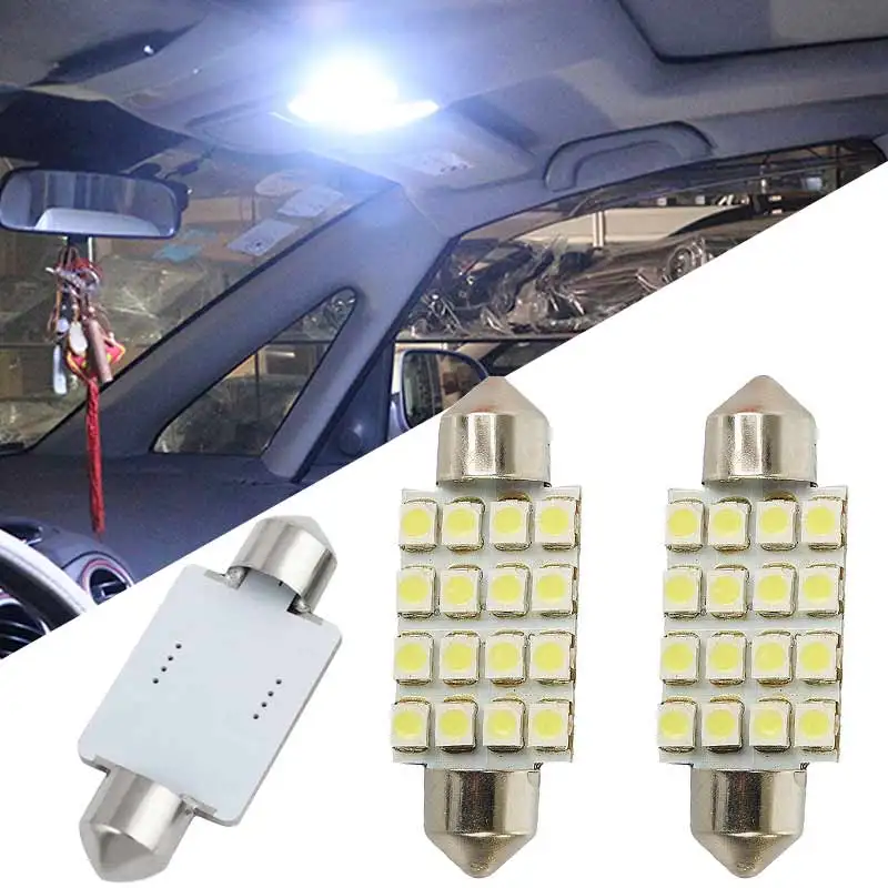 2 шт. Автомобильная гирлянда для салона купола 16 SMD СВЕТОДИОДНЫЙ Фонарь Белый
