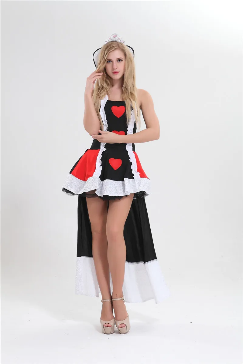 free shipping Ladies Queen of Hearts Fancy Dress Costume Alice in Wonderland Costumes | Тематическая одежда и униформа