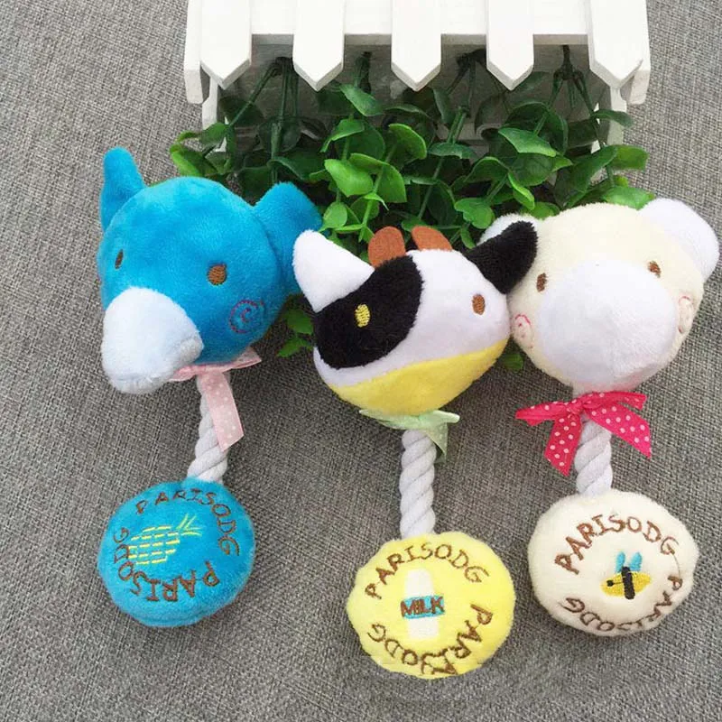 1 Pcs Lovely Elephant Bear Cow Pet Dog Toys High Quality Strong Durable Soft Fleece Squeak Toy for Small Puppy Chew Dolls10A | Дом и сад