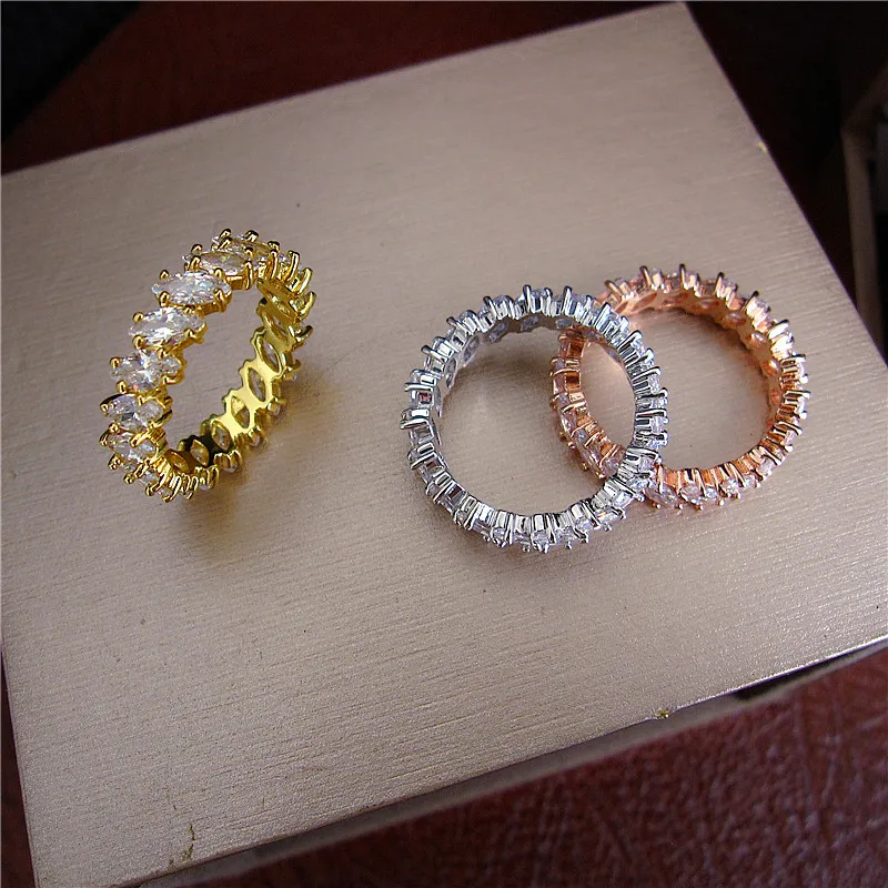 Модное кольцо с кубическим цирконием ААА бриллиантовое Свадебные/вечерние