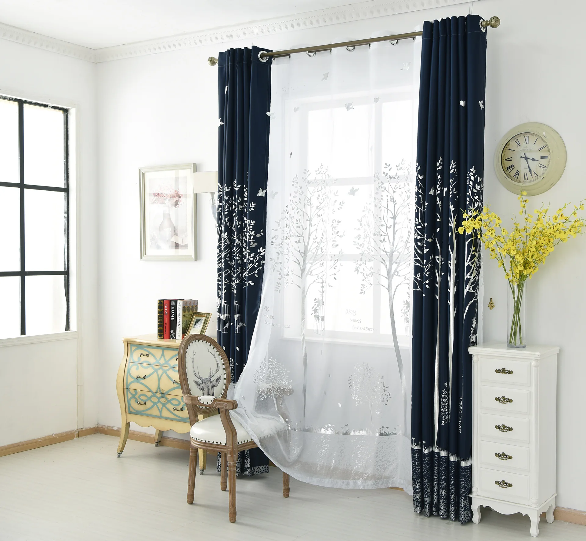 Льняная занавеска для окна чистая и свежая горячая Серебряная гостиной столовой