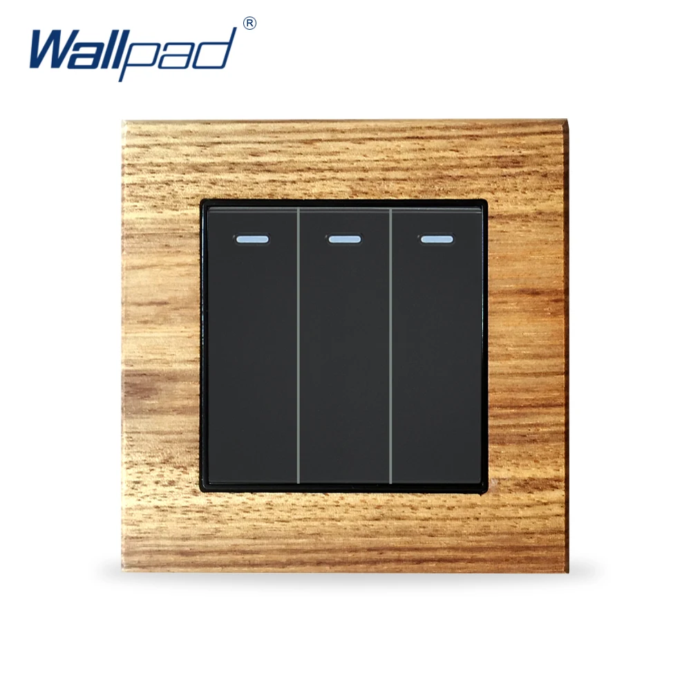 

3 Gang Reset Switch Momentary Contact Switch Wooden Panel Rocker Switches Wallpad Luxury Wall Light Switch Interrupteur