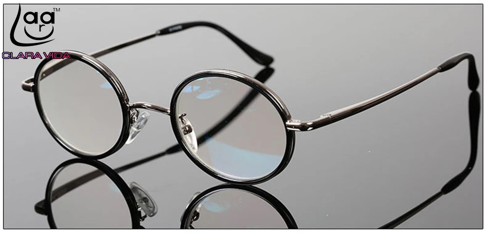 = CLARA VIDA ретро круглые очки для чтения высокое качество сплав Черный Роскошный