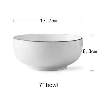 7 inch bowl Простой европейский стиль Керамическая пиала для риса черная полоса китай кость салатник суп чаша AKUHOME - Цвет: 7 inch bowl