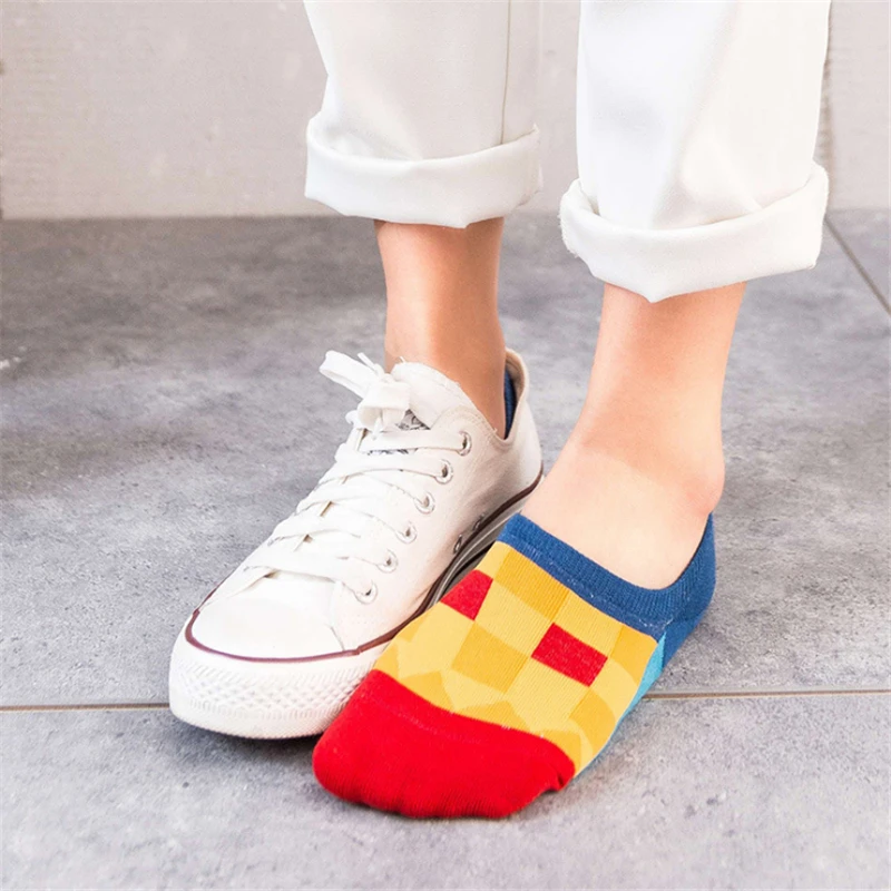 Moda Socmark, цветные женские и мужские хлопковые короткие носки, невидимые, низкие, летние, повседневные, дышащие, короткие, унисекс, крутые, забавные носки