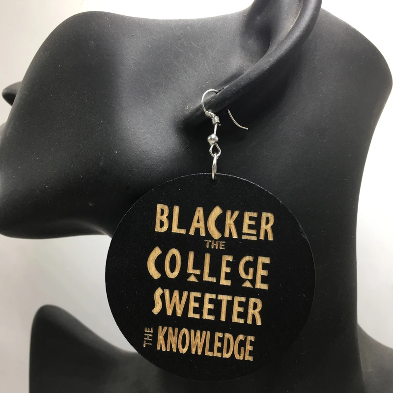 Деревянные серьги Blacker College Sweeter The знания|Серьги-подвески| |