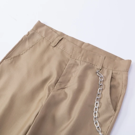 Хлопчатобумажные шаровары женские свободные брюки с цепочками Высокая талия