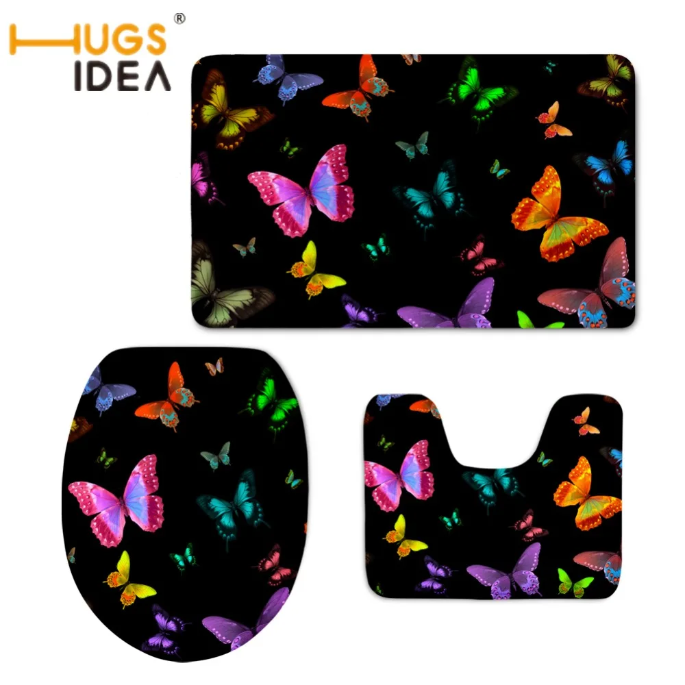 HUGSIDEA аксессуары для унитаза с 3D рисунком бабочки коврик сиденья нескользящий