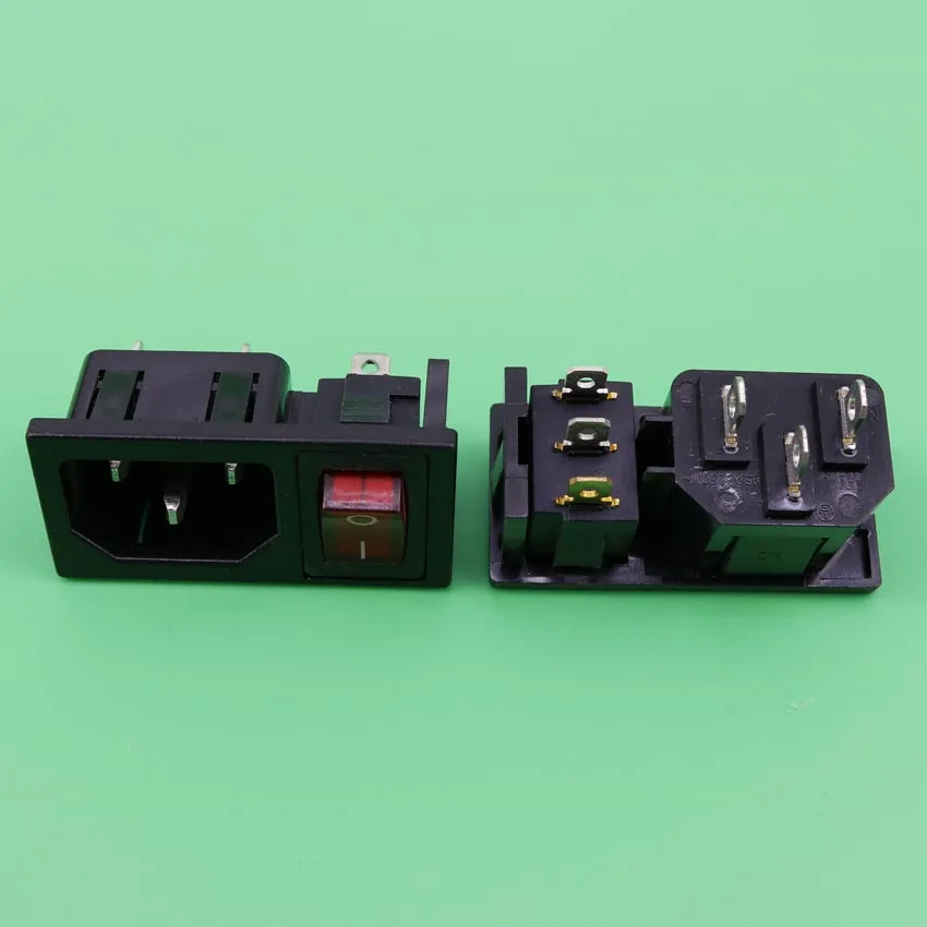 YuXi AC250V 10A DPST I/O лампа кулисный переключатель IEC320 C14 входное гнездо |