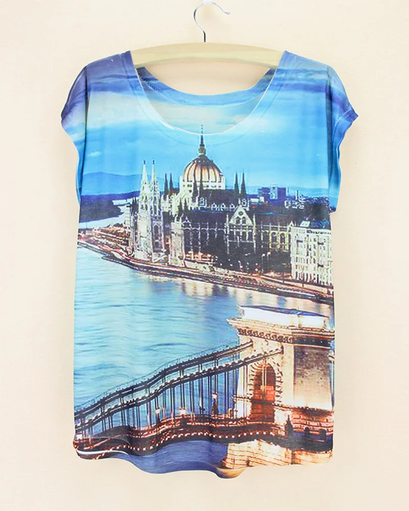 Футболка женская с принтом лондонского моста реки пейзажа|shirt flash|tshirt polyestershirt collar