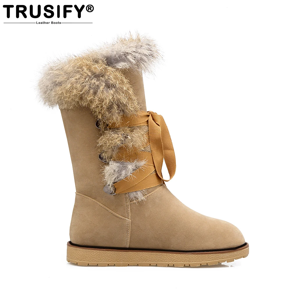 Trusify 2018 зимние сапоги с кроличьим мехом круглым носком теплая подкладка из плюша