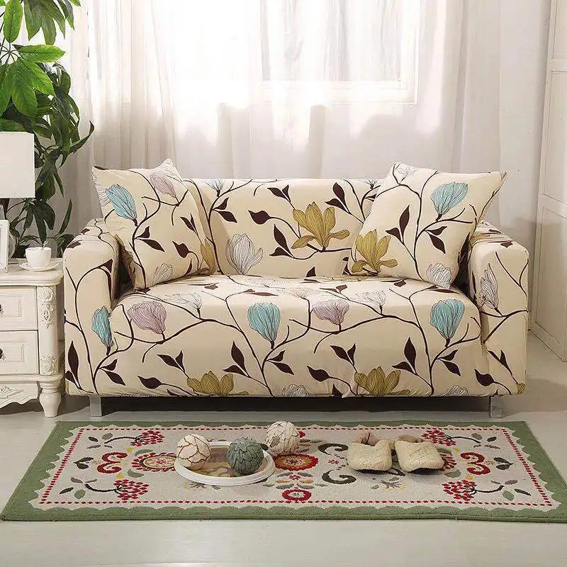 Sofa Cover-16 Модные эластичные диван с резиновой нескользящей подошвой с цветочным принтом 1/2/3/4 местный Крышка для дивана Гостиная чехлы для мебели - Цвет: Sofa Cover-16