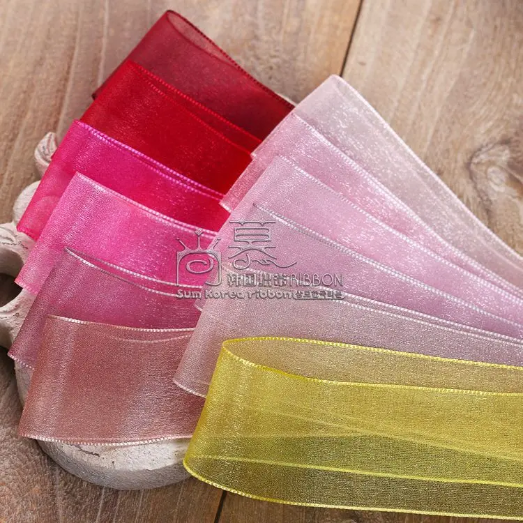 

100yards 7/16/25/38mm organza sheer ribbon korean ribbon for gift packing garment accessories hair bow accessories