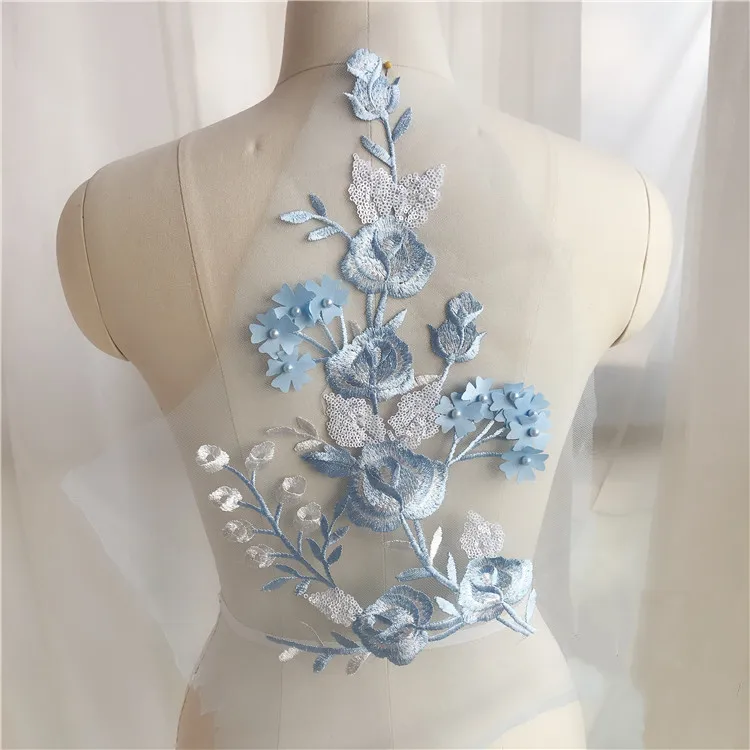 

1 пар/упак. небесно-голубой цвет мечты, кружевные аксессуары, бисерная аппликация, украшения из блесток, аксессуары SS195