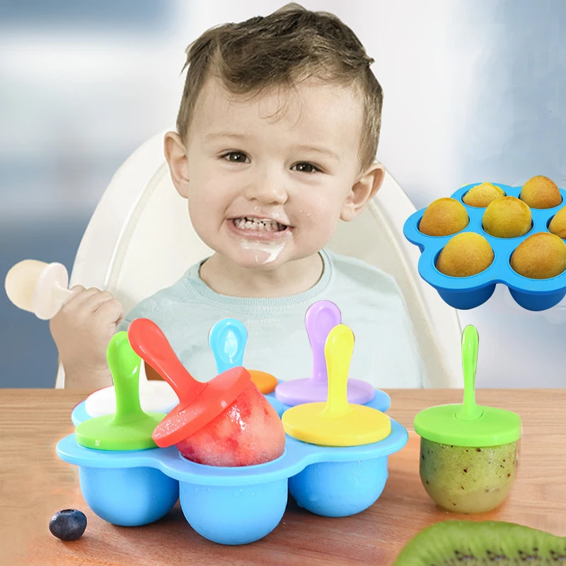 7 ячеек силиконовая форма для замороженного мороженого сока эскимо Детская