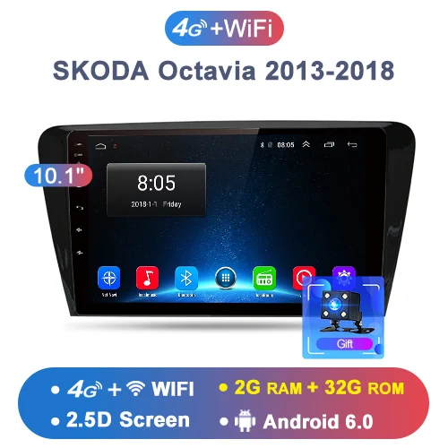 2-32GB 4G-WIFI AWESAFE для SKODA Octavia 2013 A7 Автомобиль Радио мультимедийный видеоплеер gps без 2 din Android 8,1 2G+ 32G - Цвет: 2-32GB 4G-WIFI