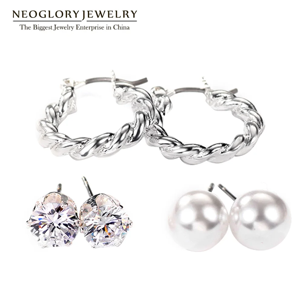 Neoglory имитация жемчуга три пары белый Комплект сережек для женщин брендовые