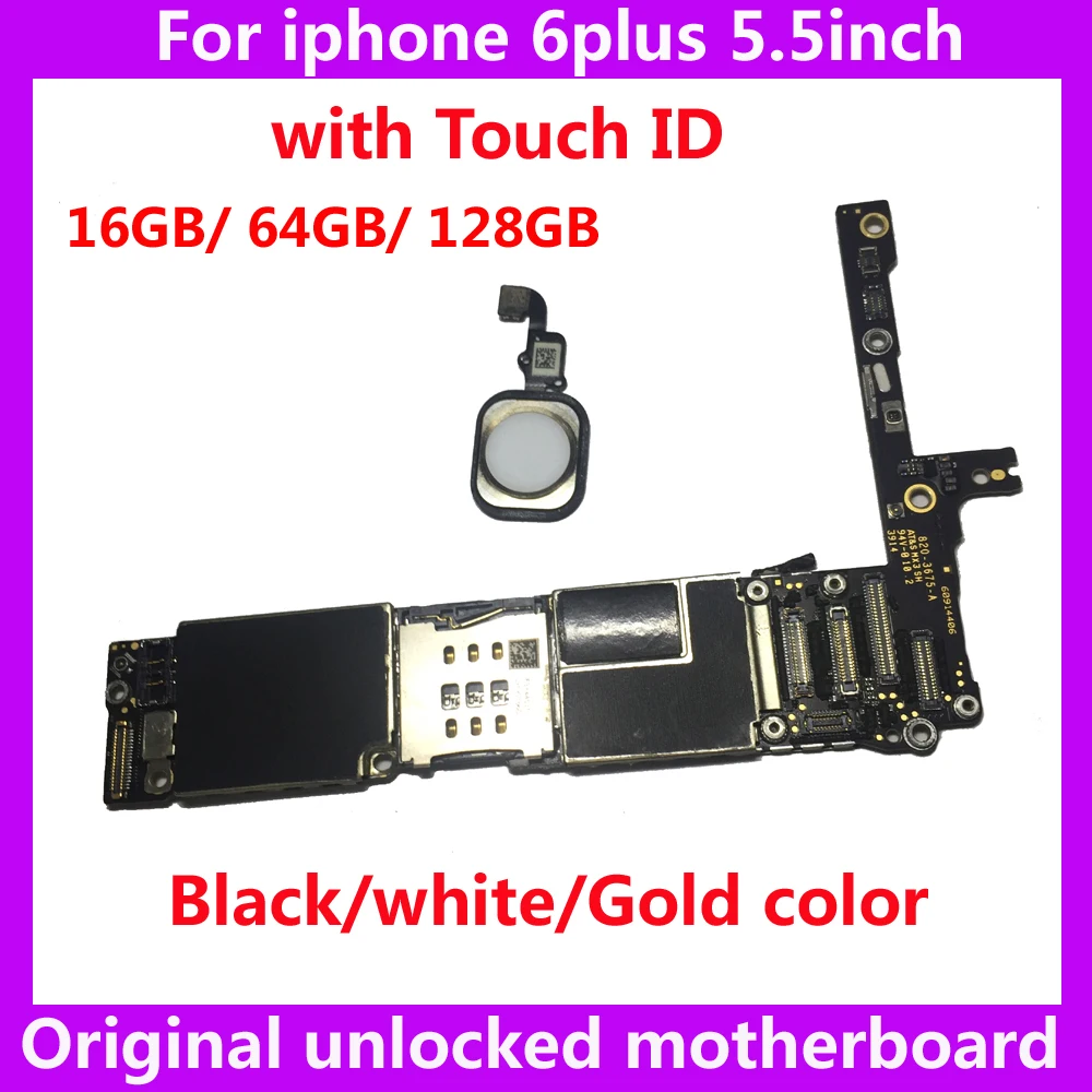 Разблокированная материнская плата для Iphone 6 Plus, 6 Plus, 16 ГБ, 64 ГБ, 128 ГБ, оригинальная материнская плата с/без touch ID, система IOS