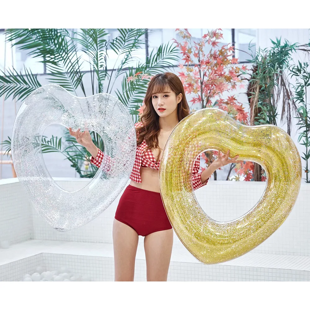

INS Hot Sequined Round Heart Shape Swimming Ring Giant Pool Lounge Adult Float Mattres Swimming Circle Flotador Gigante 90cm