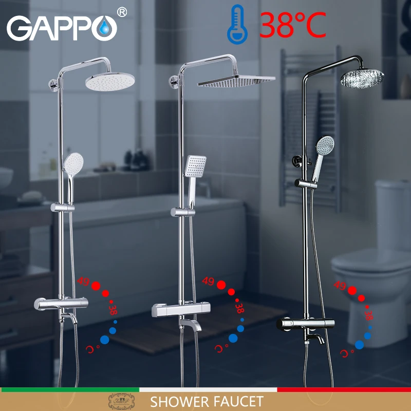 GAPPO смеситель для душа s Термостатический смеситель для душа смеситель для ванны дождевой Душ Набор водопад настенный кран смеситель для ванны смеситель для воды