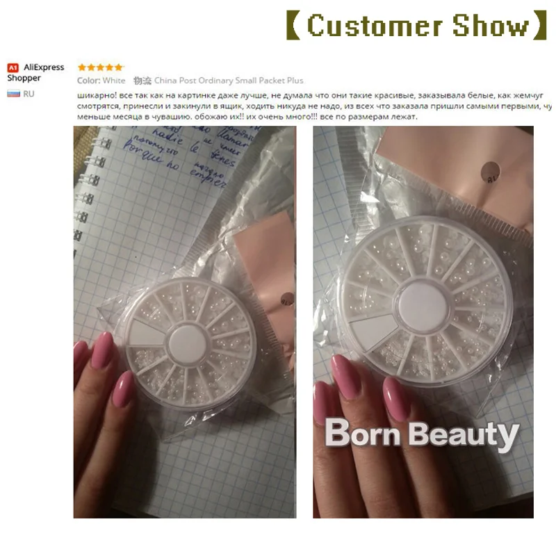 Mix Sizes White Nail Art Tips Half Pearls 3d Nail Beads Rhinestone Decoration DIY Beauty Salon Manicure Supply images - 6