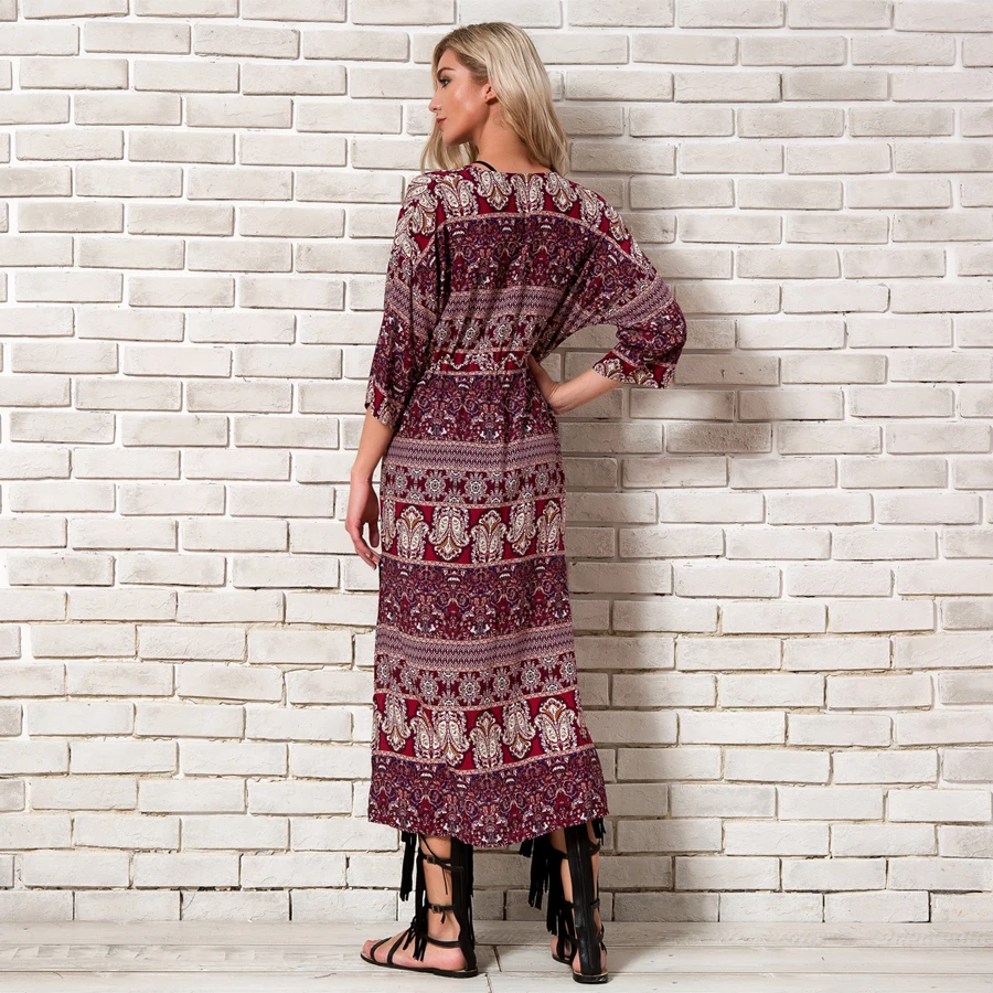 Праздник Boho шифон кимоно кардиган Для женщин новые летние 2018 Половина рукава
