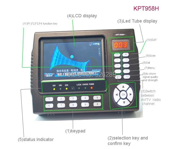 Satlink WS-6922 KPT-958H 4,3 дюймов TFT светодиодный sat finder DVB-S2 ручной satfinder sattelite KPT 958H satfinder dvb s2 satlink