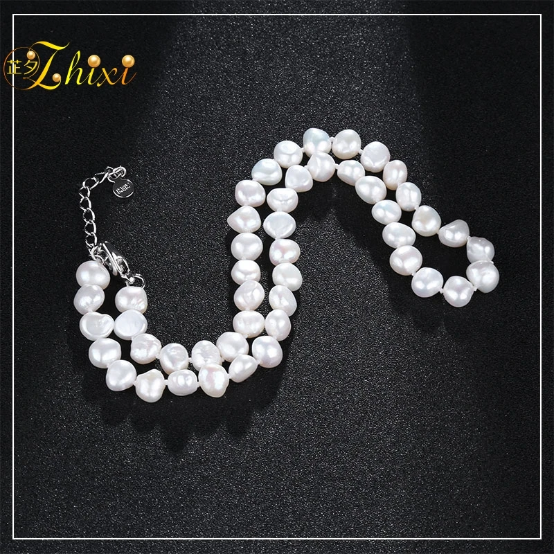 Ожерелье ZHIXI в стиле барокко из натурального пресноводного жемчуга чокер