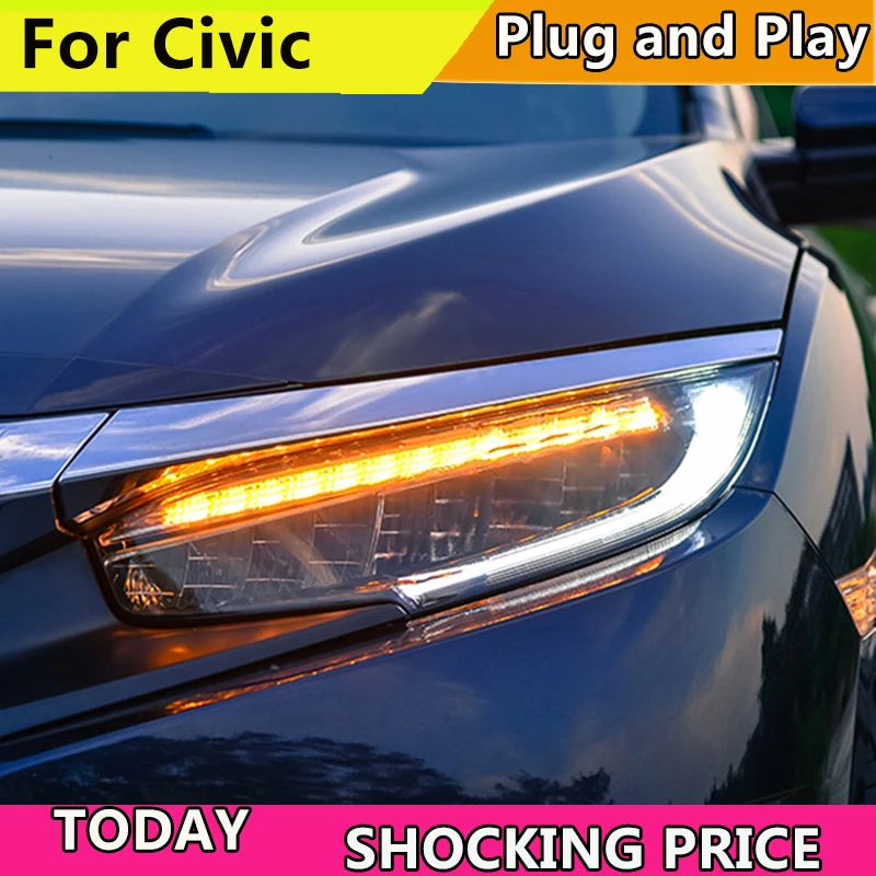 Автомобильный светильник светодиодный для Honda Civic 10th 2016 2017|Фара авто в сборе| |