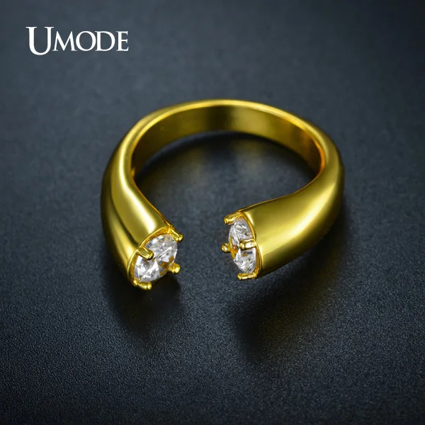 Umode уникальный высокая польский обход кольца кубического циркония 18 К желтого