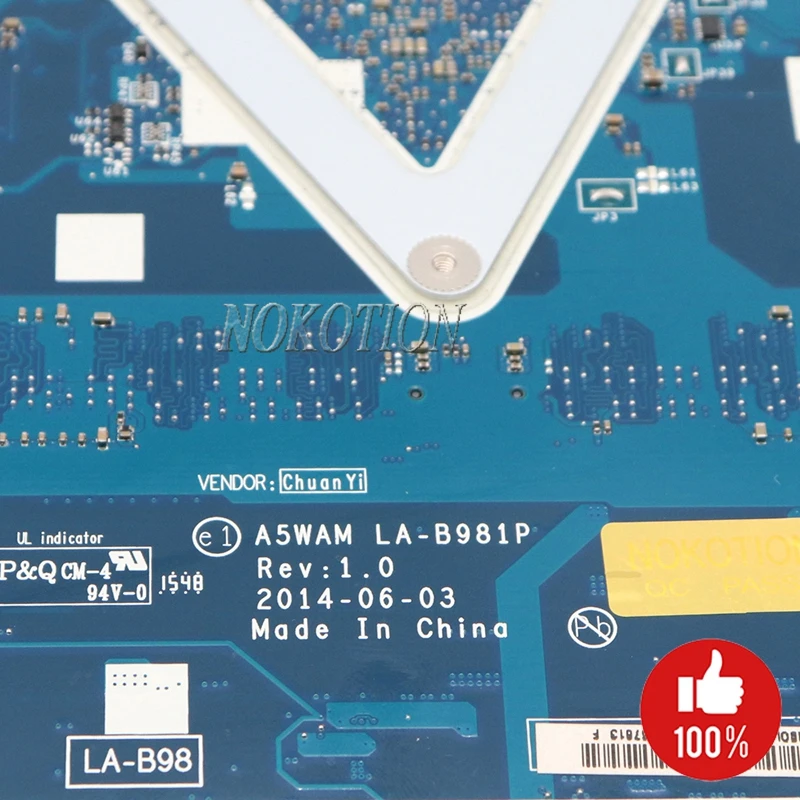 NOKOTION A5WAM LA-B981P для acer aspire E5-511 E5-511G Материнская плата ноутбука NBMQX11005 NB. MQX11.005 DDR3L 820 м gpu