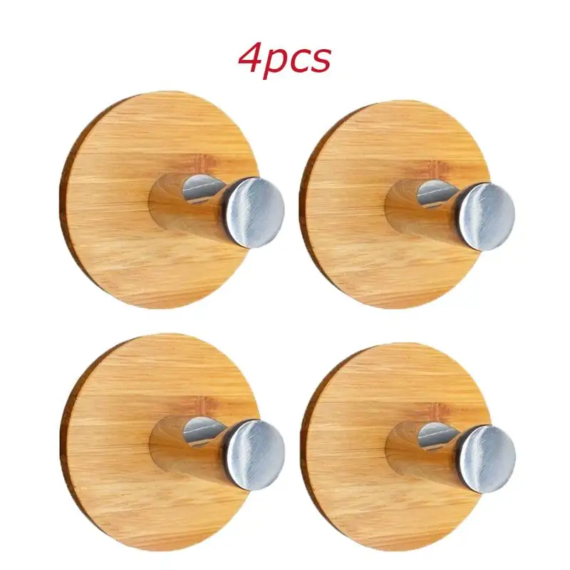 4 шт нотчи клейкие крючки бамбуковое дерево и нержавеющая сталь настенные