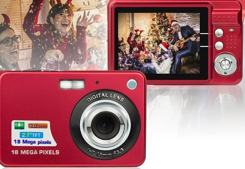 Red Портативная мини цифровая камера 2," 720 P 18MP 8x Zoom TFT lcd HD Anti-Shake видеокамера с микрофоном для детей подарок - Цвет: Red