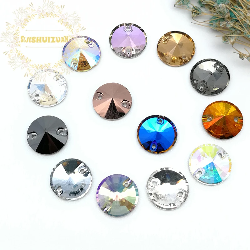 Высококачественные белые круглые хрустальные стразы для пришивания с двумя